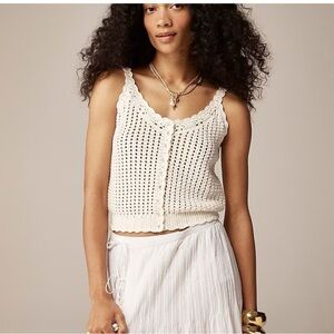 NWOT J Crew Cream Crochet Button Camisole Tank